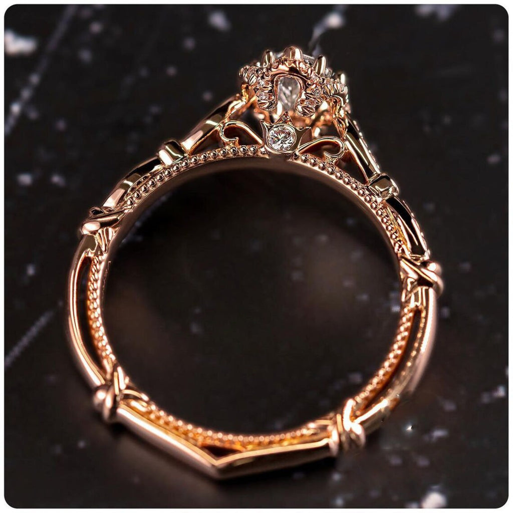 1.80 CT Marquise Cut Rose Gold Over On 925 Sterling Silver Vintage Wedding Ring Gift For Women