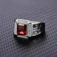2.50 Ct Emerald Cut Red Garnet White Gold Over On 925 Sterling Silver Wedding Men's Ring