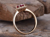 2.50 Ct Oval Cut Ruby Yellow Gold Over On 925 Sterling Silver Halo Anniversary Ring