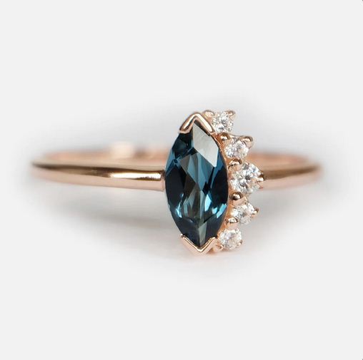 1.50 Ct Marquise Cut London Blue Topaz 925 Sterling Silver Cluster Promise Ring