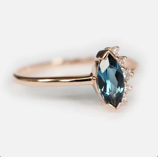 1.50 Ct Marquise Cut London Blue Topaz 925 Sterling Silver Cluster Promise Ring