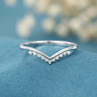 0.90 Ct Round Cut White CZ Curved Half Eternity Promise Ring In 925 Sterling Silver