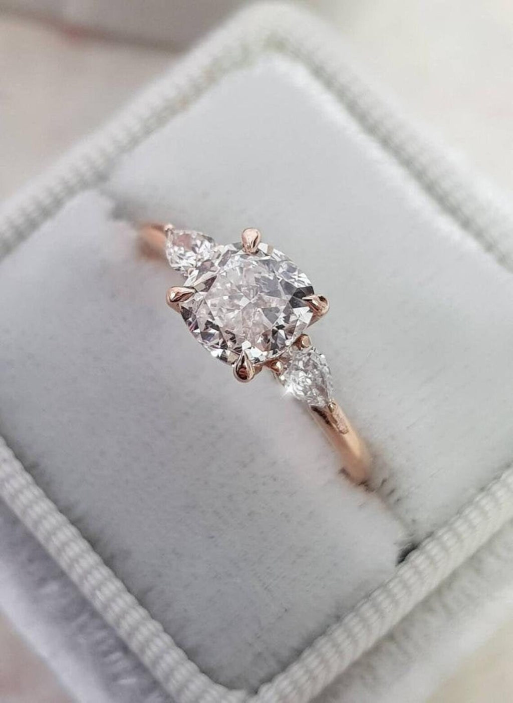 2.50 CT Cushion Cut CZ Diamond Rose Gold Over On 925 Sterling Silver Solitaire W/Accents Ring