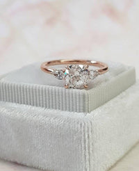 2.50 CT Cushion Cut CZ Diamond Rose Gold Over On 925 Sterling Silver Solitaire W/Accents Ring