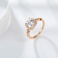 1 CT Cushion Cut Diamond Rose Gold Over On 925 Sterling Silver Halo Engagement Ring for Women