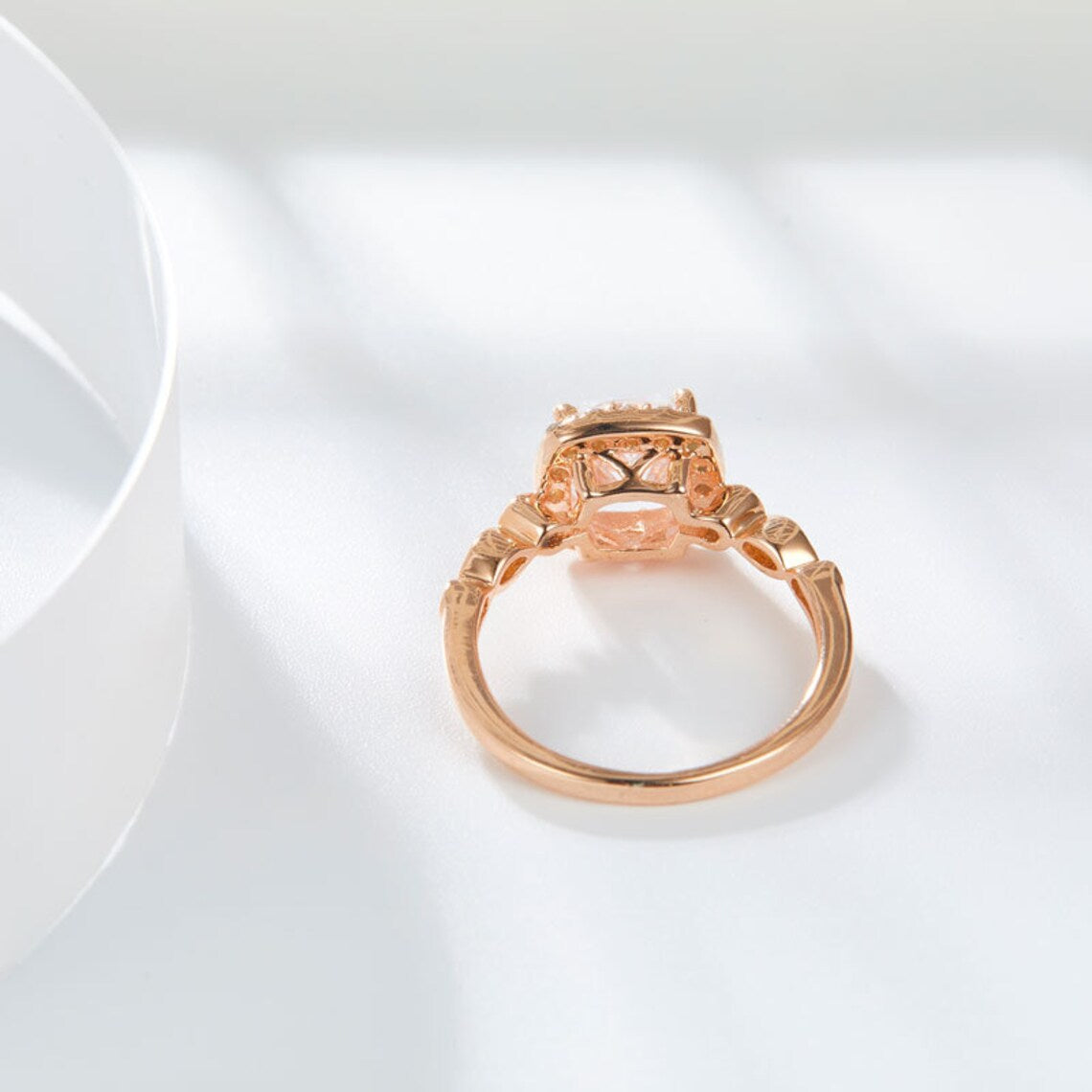 1 CT Cushion Cut Diamond Rose Gold Over On 925 Sterling Silver Halo Engagement Ring for Women