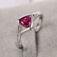 1.00 Ct Trillion Cut Ruby 925 Sterling Silver Solitaire Promise Gift Ring