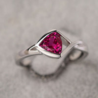 1.00 Ct Trillion Cut Ruby 925 Sterling Silver Solitaire Promise Gift Ring