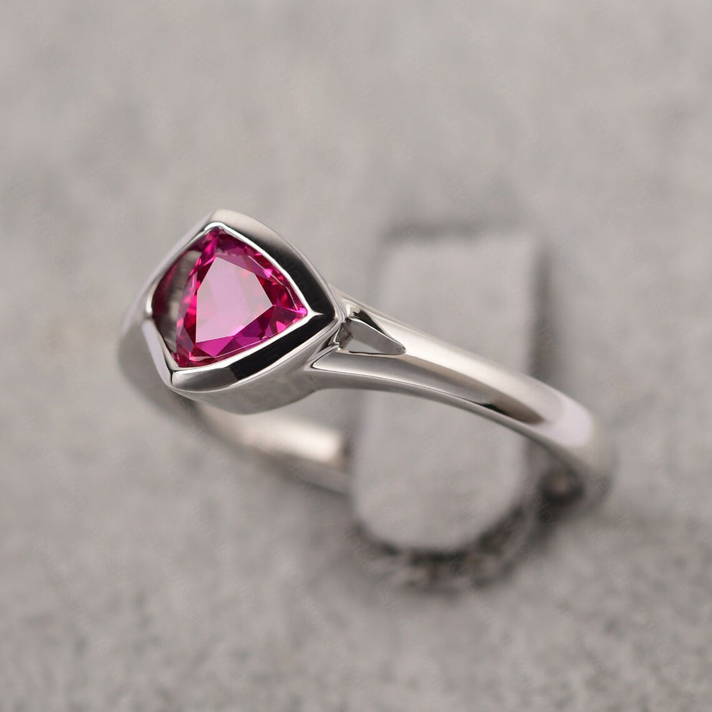 1.00 Ct Trillion Cut Ruby 925 Sterling Silver Solitaire Promise Gift Ring