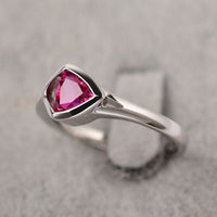 1.00 Ct Trillion Cut Ruby 925 Sterling Silver Solitaire Promise Gift Ring