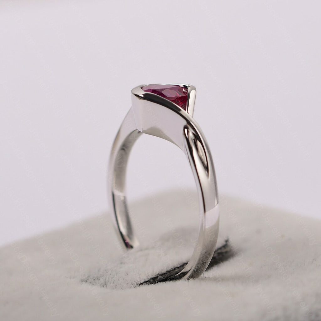 1.00 Ct Trillion Cut Ruby 925 Sterling Silver Solitaire Promise Gift Ring