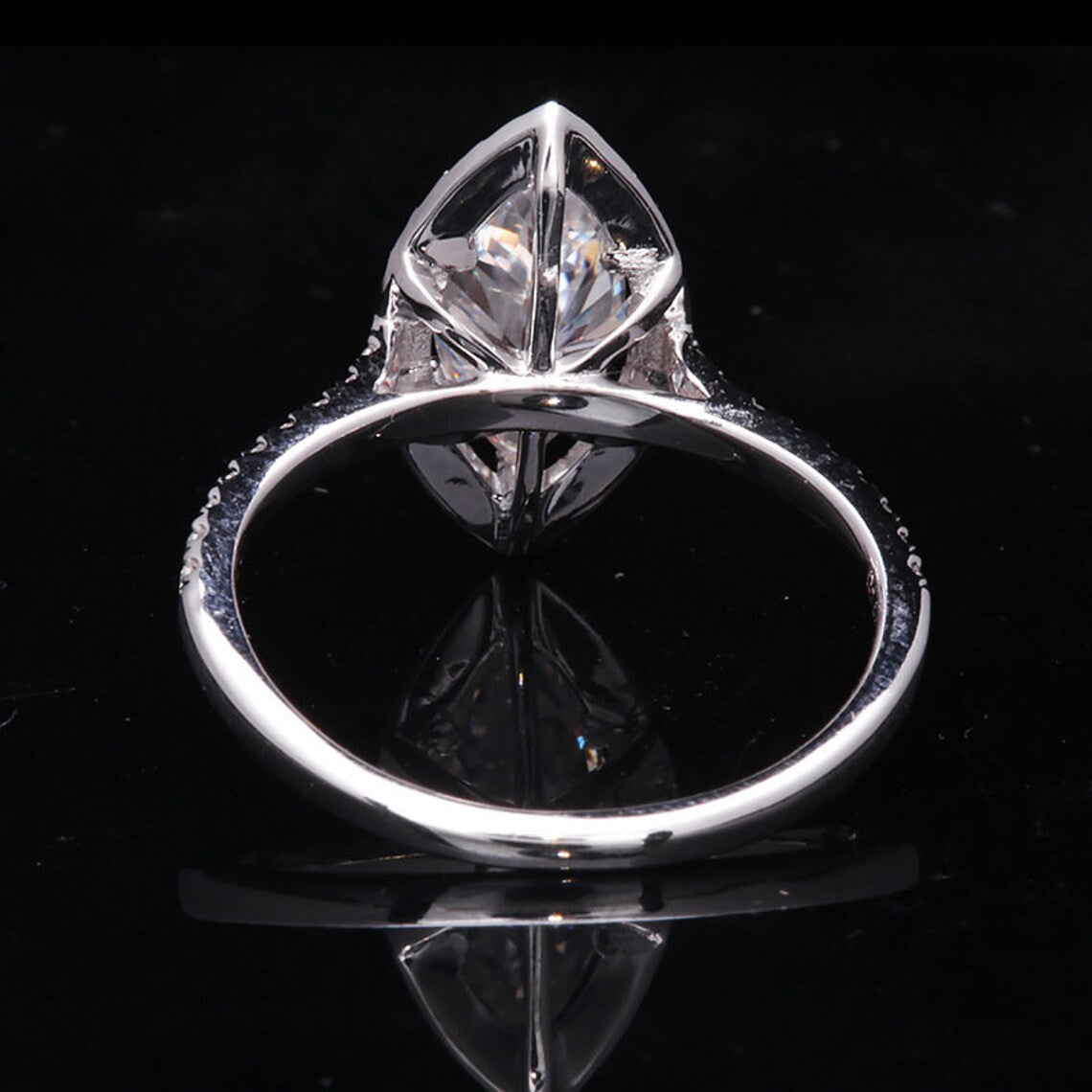 1.5 CT Marquis Cut White Gold Over On 925 Sterling Silver Halo Engagement Ring