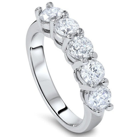 1.25 CT 925 Sterling Silver Round Cut Diamond Wedding Anniversary Ring