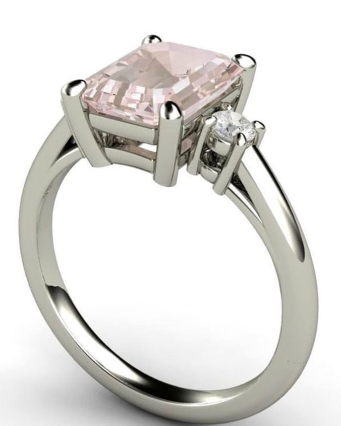 Round Cut Gem Stone Pink Morganite Engagement Ring On10k Rose Gold Wed –  agemz
