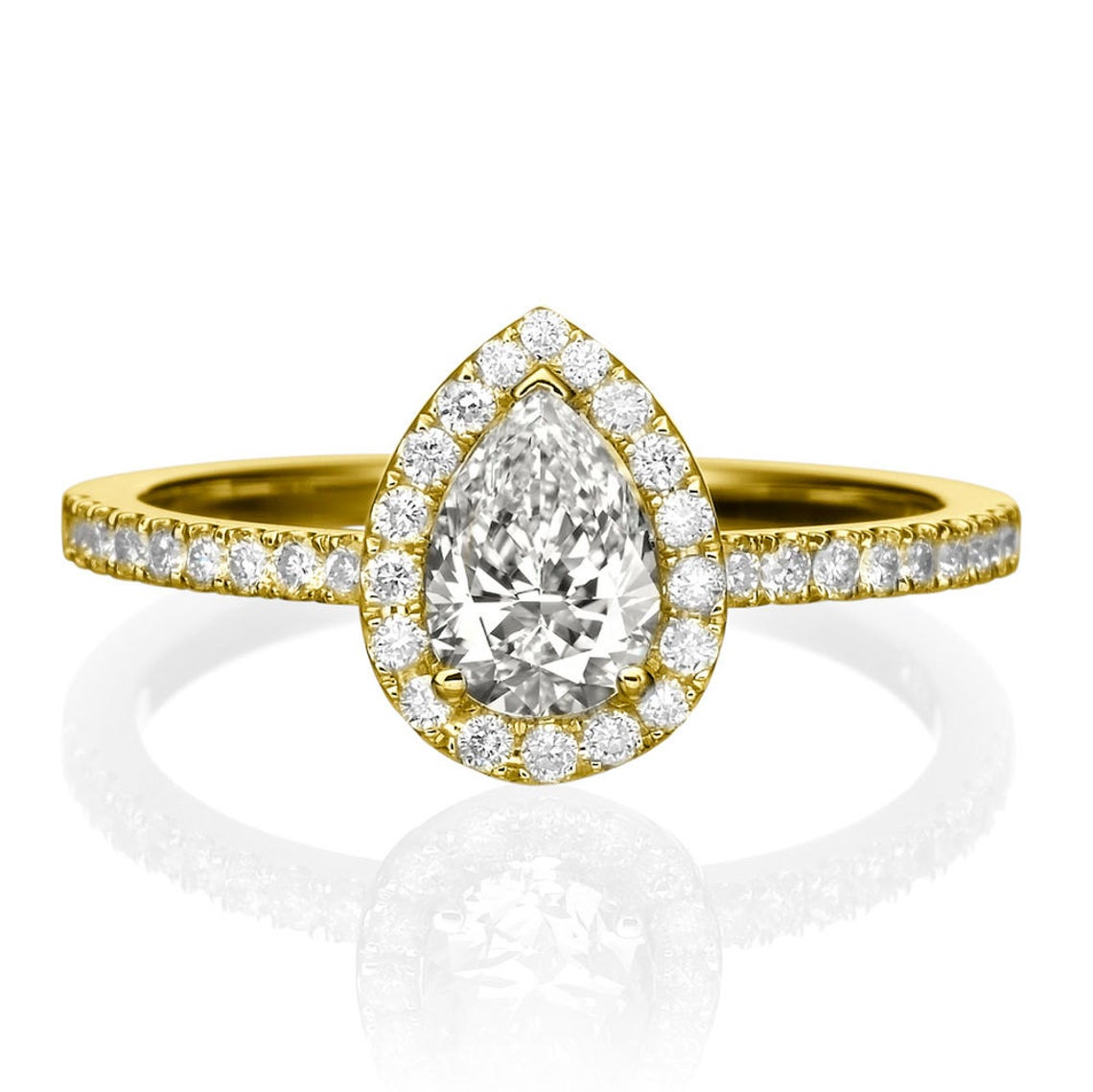 1 CT 925 Sterling Silver Pear Cut Diamond Umens Halo Engagement Ring