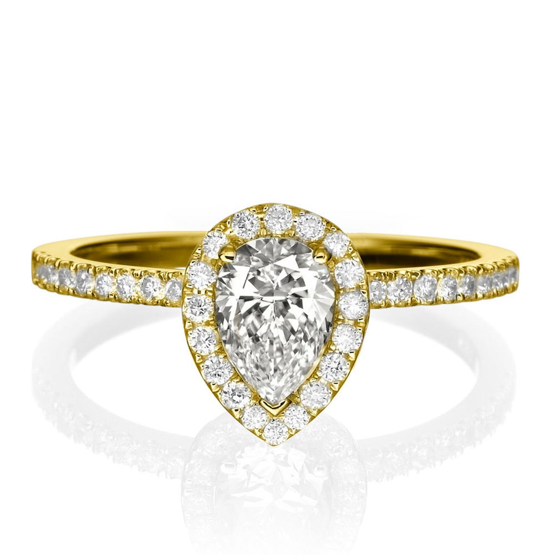 1 CT 925 Sterling Silver Pear Cut Diamond Umens Halo Engagement Ring