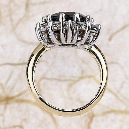 1 CT 925 Sterling Silver Round Cut Black Cubic Zirconia Diamond Engagement Halo Ring