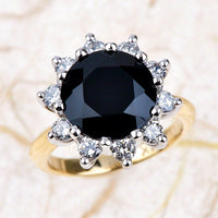 1 CT 925 Sterling Silver Round Cut Black Cubic Zirconia Diamond Engagement Halo Ring