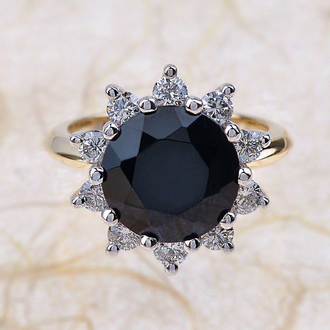 1 CT 925 Sterling Silver Round Cut Black Cubic Zirconia Diamond Engagement Halo Ring