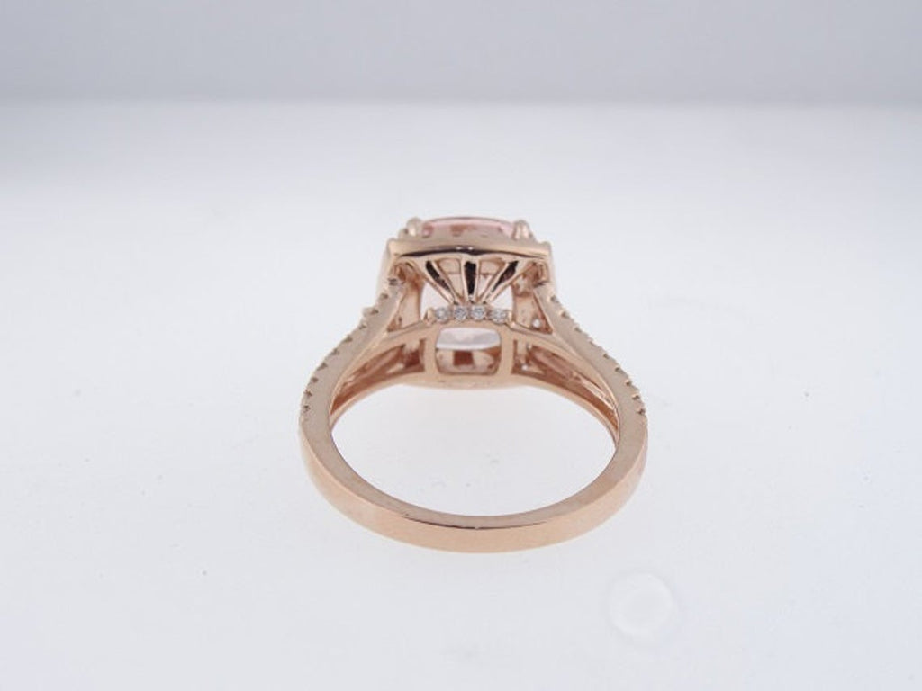 1 CT  Cushion Cut Morganite Diamond Rose Gold Over On 925 Sterling Silver Halo Promise Ring