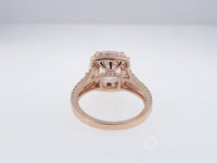 1 CT  Cushion Cut Morganite Diamond Rose Gold Over On 925 Sterling Silver Halo Promise Ring