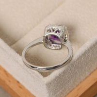 2.50 Ct Cushion Cut Purple Amethyst 925 Sterling Silver Halo Engagement Ring
