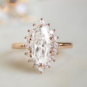 1.2 CT Marquise Cut Diamond Halo 925 Sterling Silver Engagement Ring