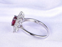 2.75 Ct Oval Cut Red Ruby & Marquise White CZ 925 Sterling Silver Cluster Ring