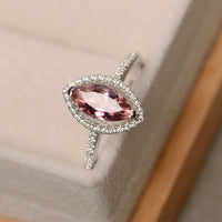 1.50 Ct Marquise Cut Pink Tourmaline Halo Engagement Ring In 925 Sterling Silver