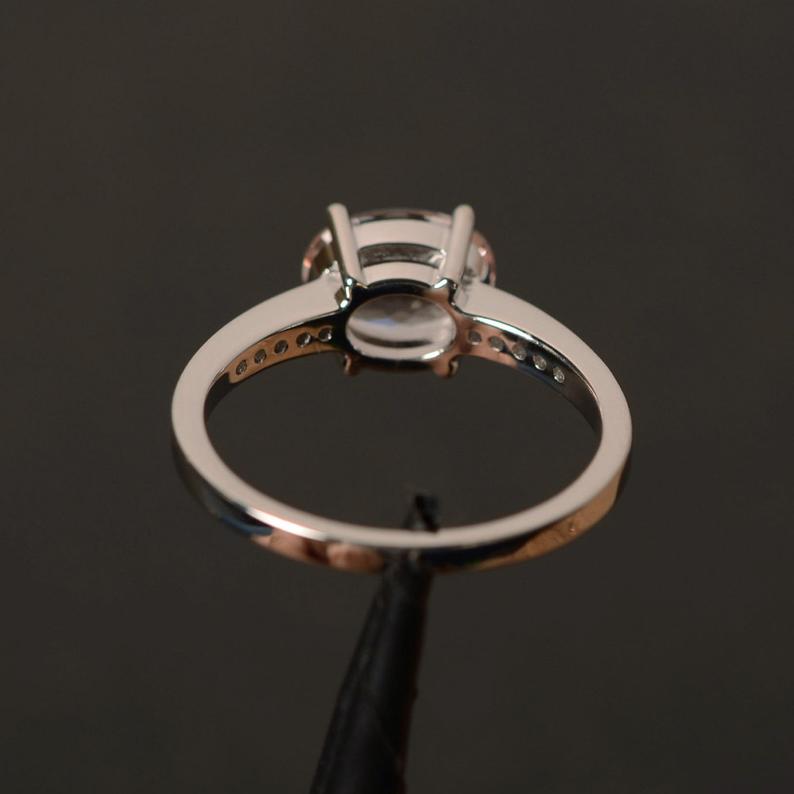 1.00 Ct Oval Cut Morganite Solitaire W/Accents Engagement Ring In 925 Sterling Silver
