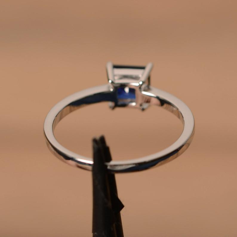 1 Ct Princess Cut Blue Sapphire 925 Sterling Silver Solitaire Anniversary Gift Ring