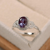 2.50 Ct Oval Cut Purple Alexandrite 925 Sterling Silver Halo Engagement Ring For Her