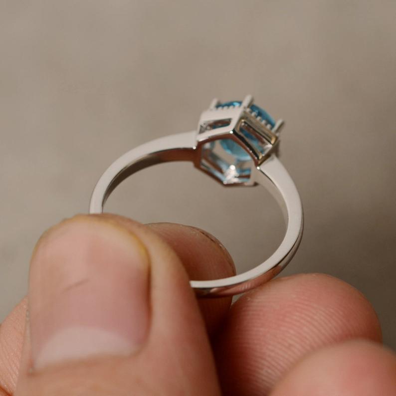 1 Ct Round Cut Blue Topaz 925 Sterling Silver Solitaire November Birthstone Ring - atjewels.in