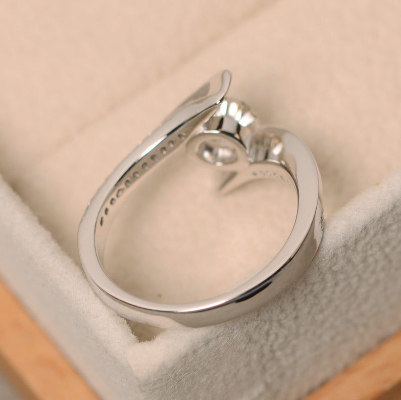 1.20 Ct Round Cut White Bypass Promise Gift Ring In 925 Sterling Silver