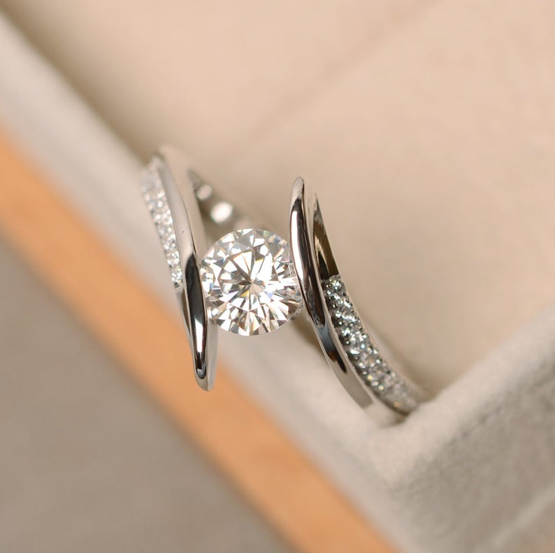1.20 Ct Round Cut White Bypass Promise Gift Ring In 925 Sterling Silver