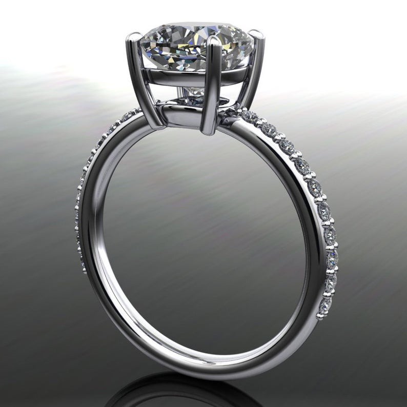 1 CT 925 Sterling Silver Cushion Cut Diamond Promise Engagement Ring