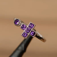 1.50 Ct Round Cut Purple Amethyst 925 Sterling Silver Cross Promise Gift Ring