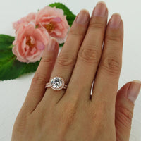 2.25 CT Round Cut Diamond 925 Sterling Silver Bridal Set Engagement Ring