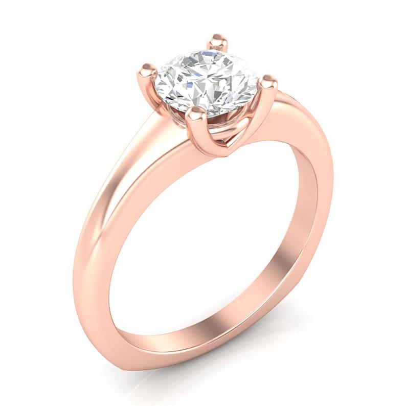 1 CT 925 Sterling Silver Round Cut Diamond Solitaire Engagement Ring