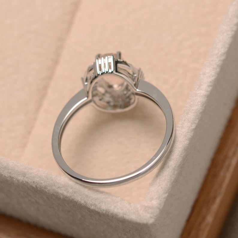 1.50 Ct Oval Cut Morganite 925 Sterling Silver Halo Engagement Wedding Ring