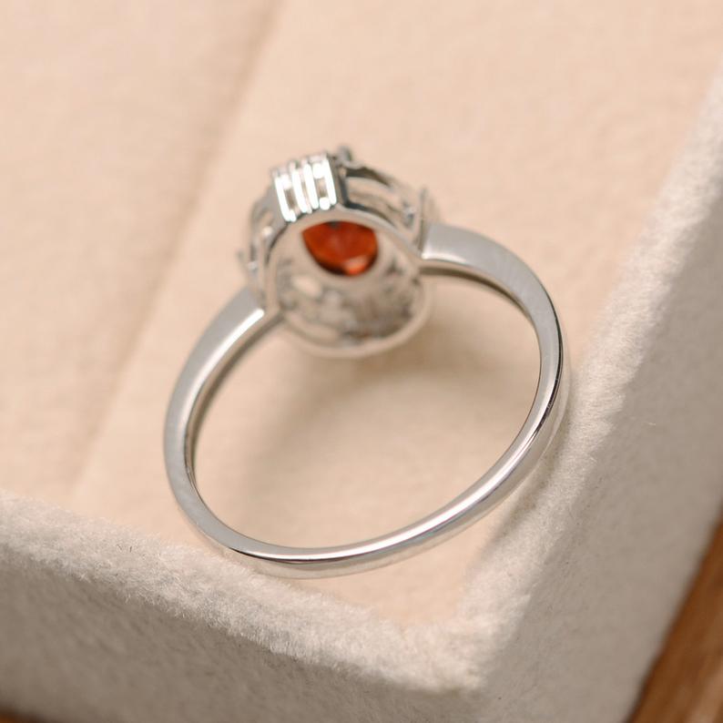 2.00 Ct Oval Cut Red Garnet 925 Sterling Silver Cluster Anniversary Gift Ring For Her