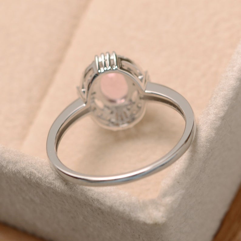 2.00 Ct Oval Cut Pink Sapphire 925 Sterling Silver Cluster Engagement Ring