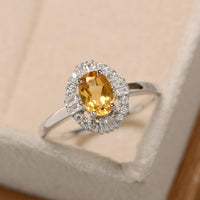 2.00 Ct Oval Cut Yellow Citrine 925 Sterling Silver Cluster Anniversary Gift Ring For Her