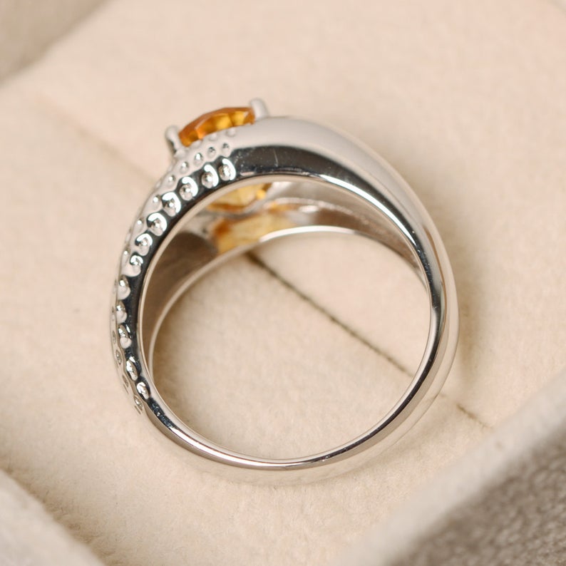 1 Ct Oval Cut Yellow Citrine 925 Sterling Silver Solitaire November Birthstone Ring