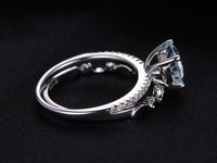 1.50 Ct Round Cut Aquamarine 925 Sterling Silver Half Eternity Band Wedding Bridal Ring Set