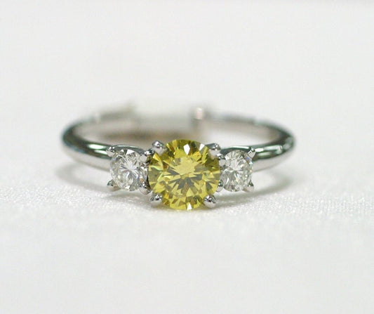 1 CT Sterling Silver Citrine Round Cut 3 Stone Diamond Anniversary Gift Ring