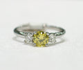 1 CT Sterling Silver Citrine Round Cut 3 Stone Diamond Anniversary Gift Ring