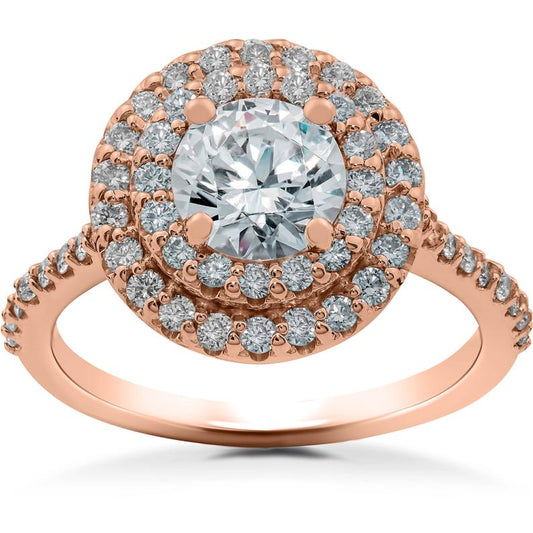 1 CT 925 Sterling Silver Round Cut Diamond Engagement Halo Ring