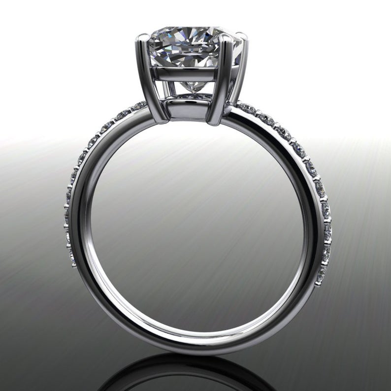 1 CT 925 Sterling Silver Cushion Cut Diamond Promise Engagement Ring