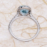 2 CT Pear Cut Aquamarine Diamond 925 Sterling Silver Halo Engagement Ring